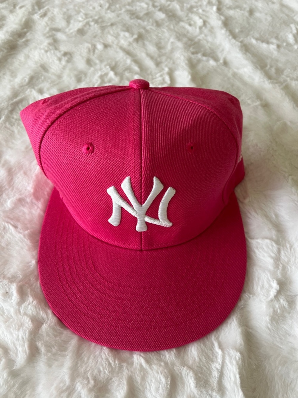 Hot Pink Embroidered NY Logo Baseball Cap - Women's Hat